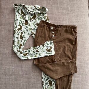 Brown Button-Detail leggings